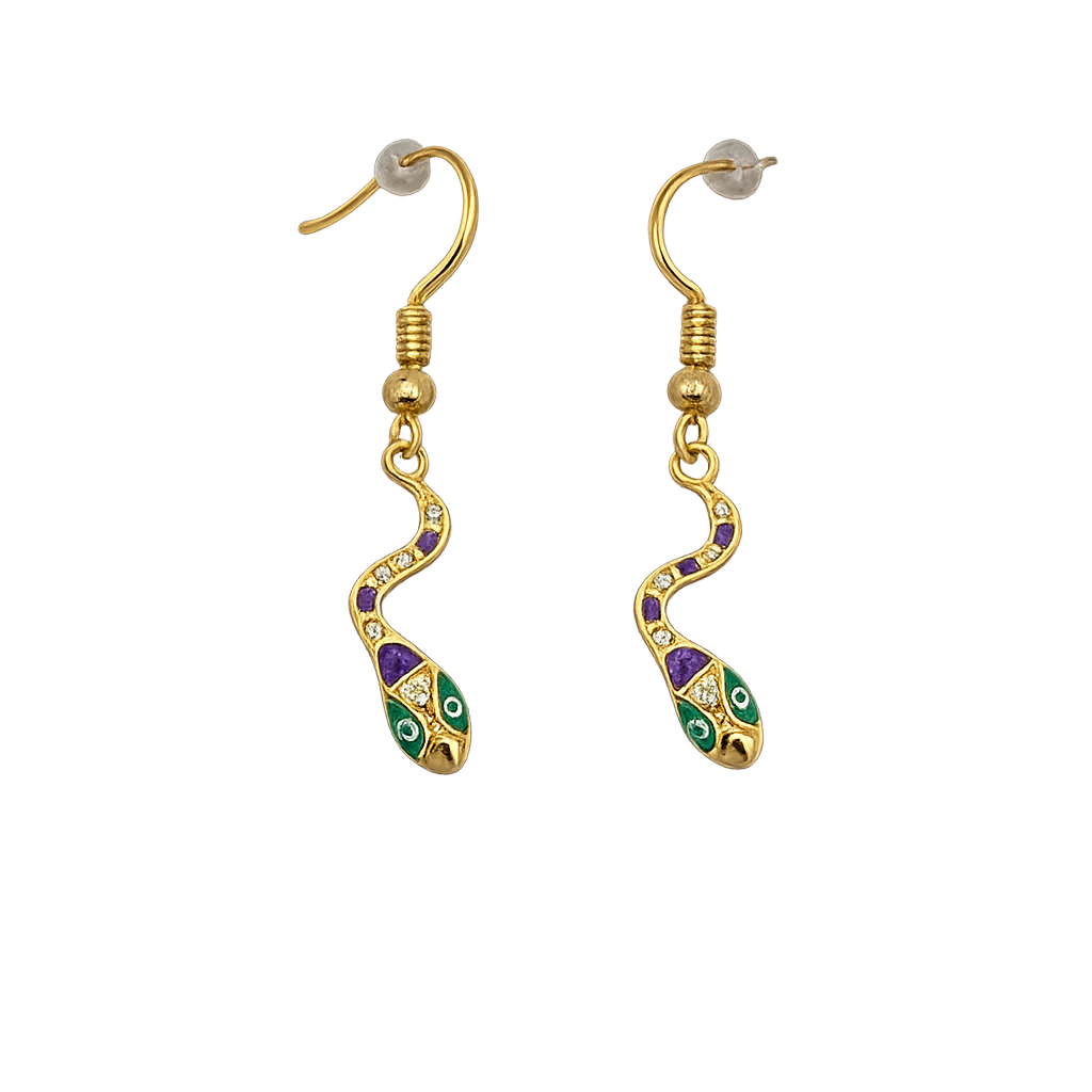 Colorful Enamel Snake Dangle Earrings