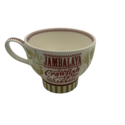 Mug with 'Jambalaya Crawfish & Gumbo' text on a white background