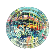 Horse and Buggy Glass Ashtray