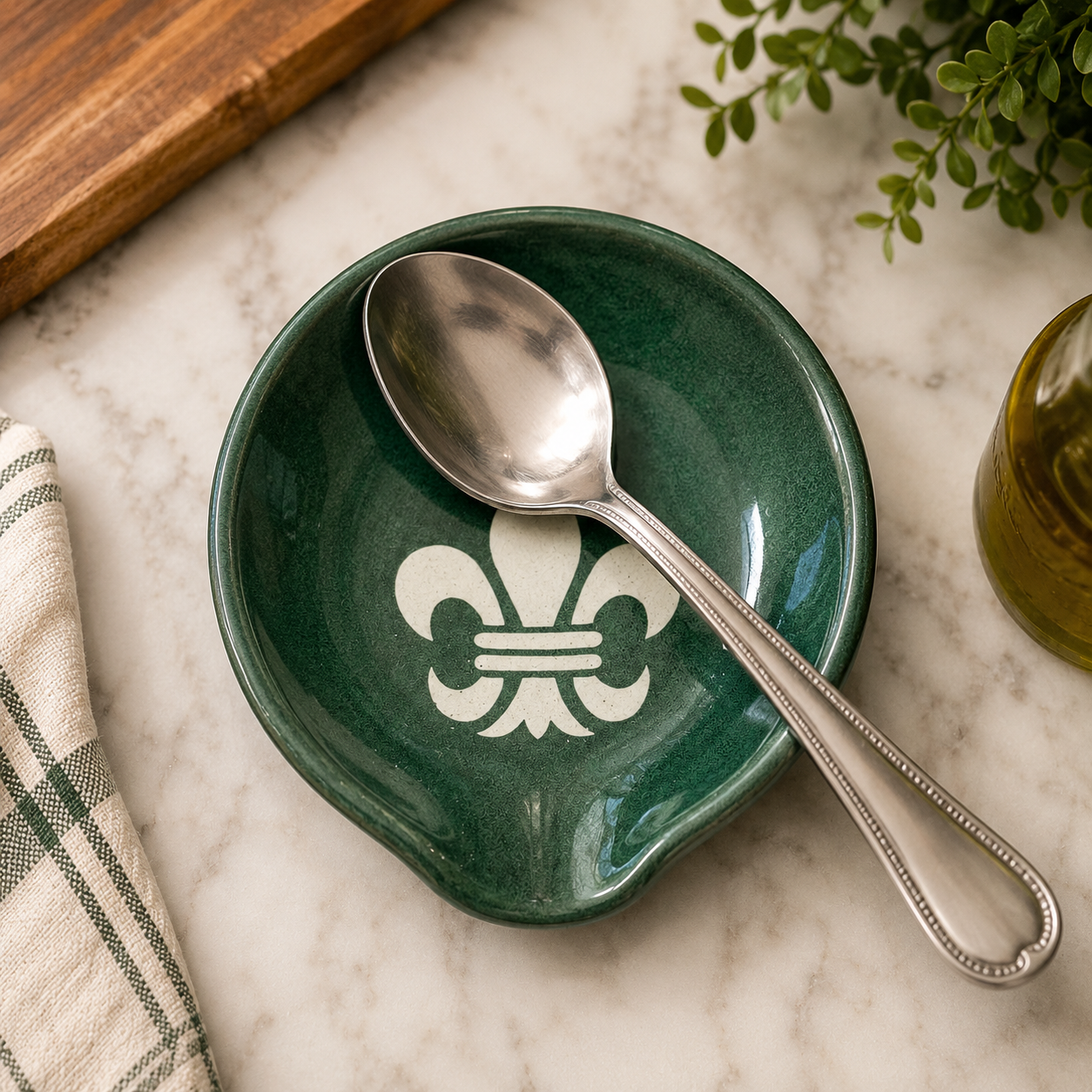 Fleur-de-Lis Stoneware Spoon Rest