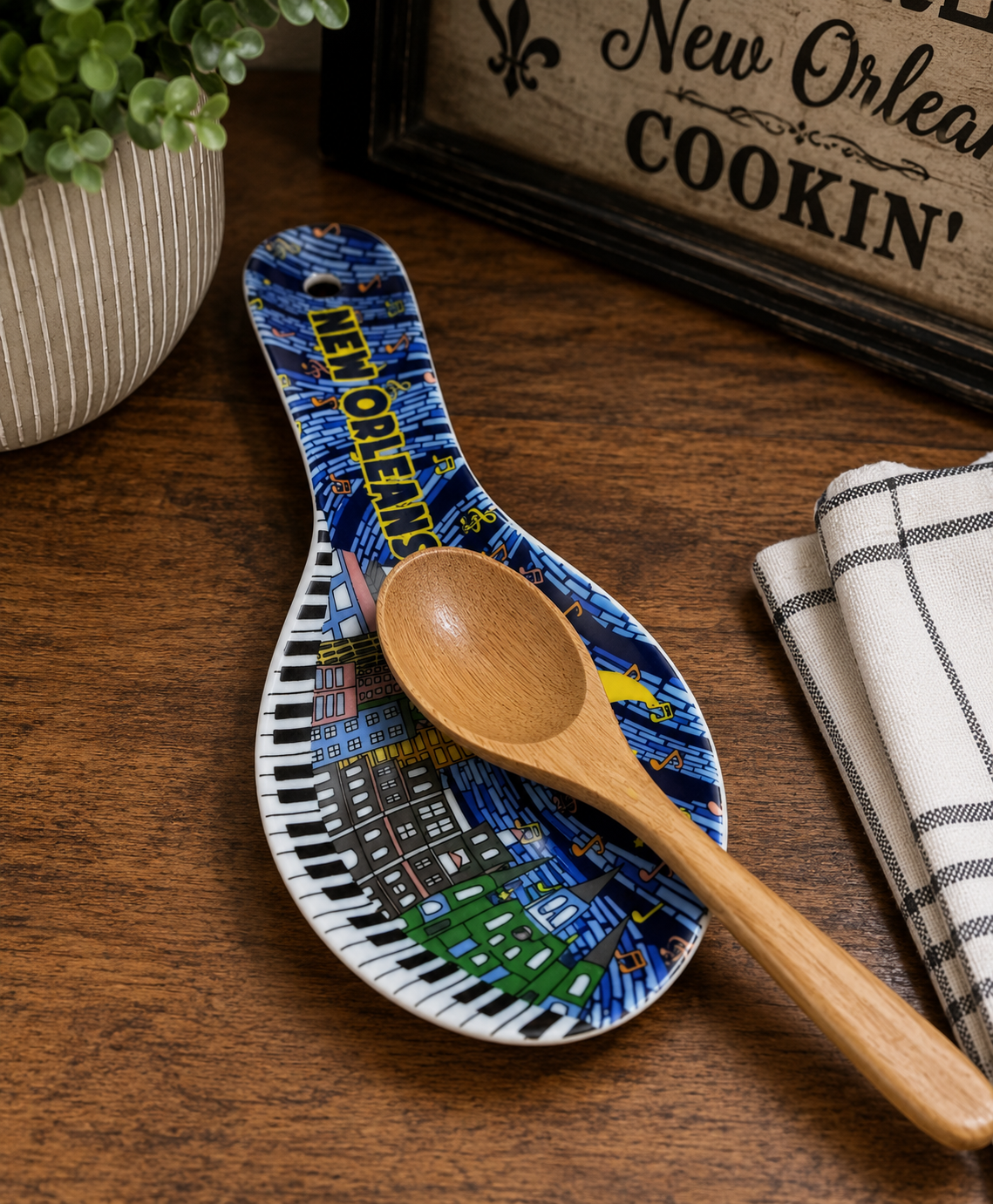 New Orleans Mosaic Sky Ceramic Spoon Rest