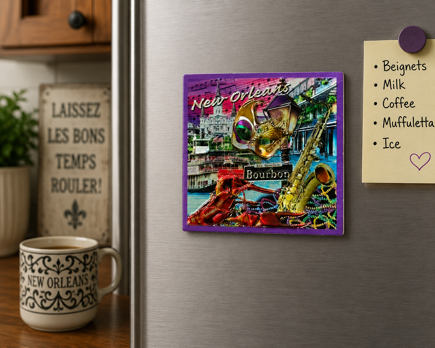 New Orleans Foil Collage Magnet