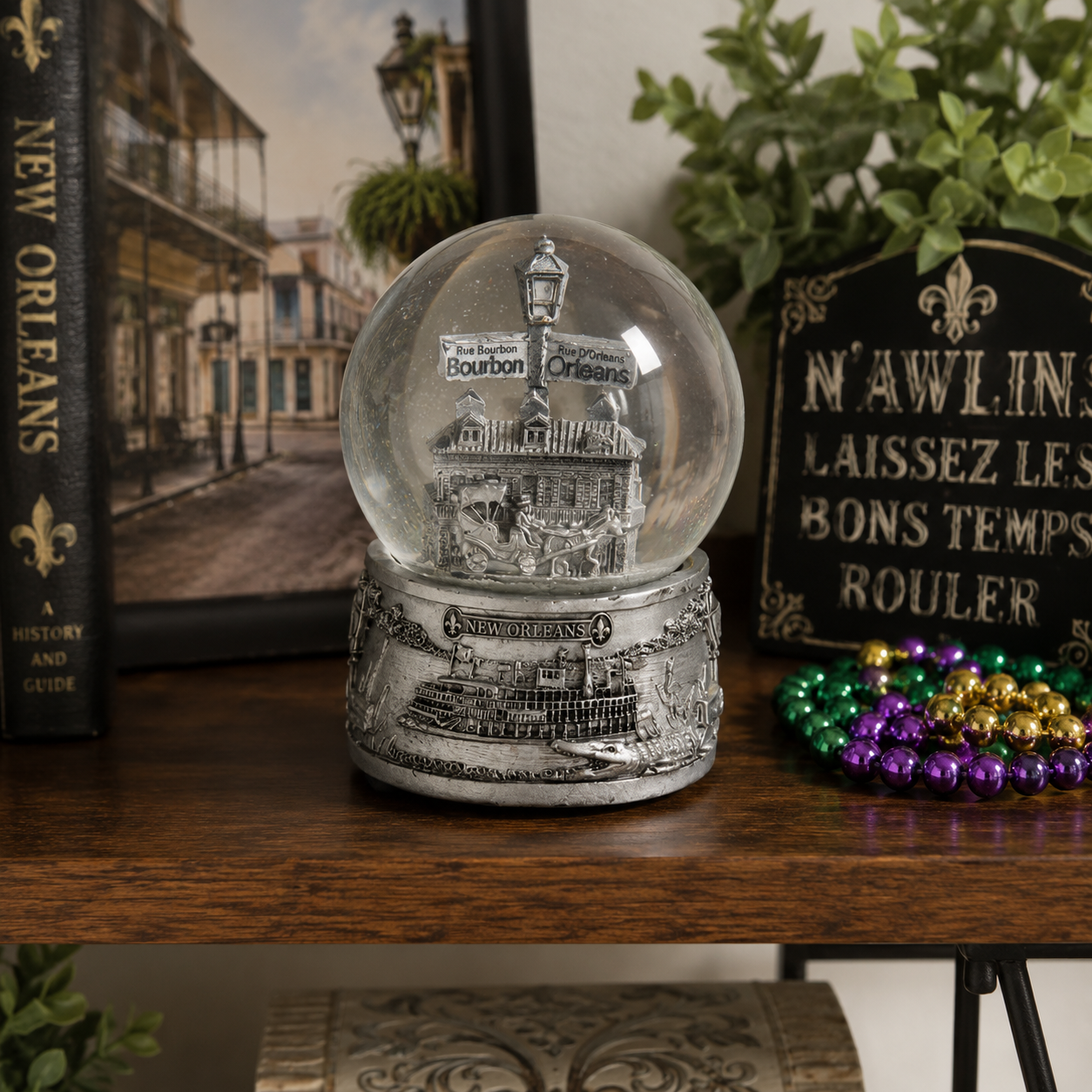 New Orleans Bourbon Street Silver Water Globe
