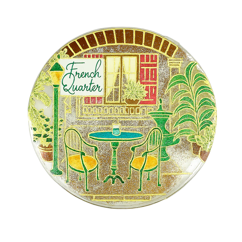 Circular French Quarter Patio Scene Magnet