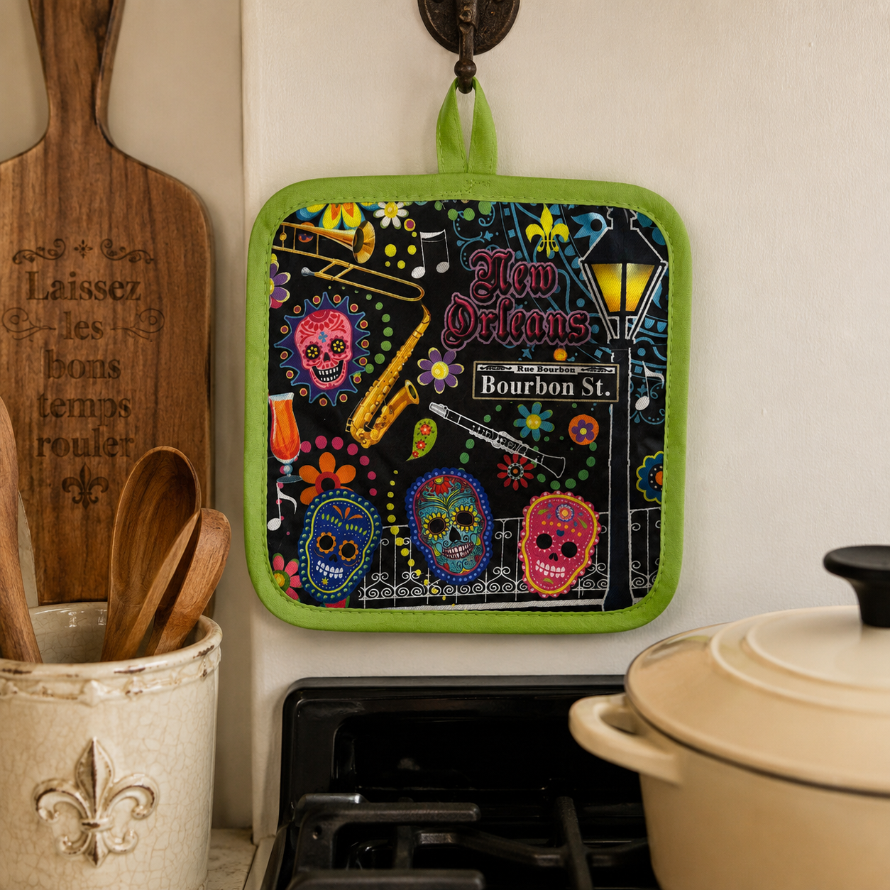 New Orleans Sugar Skull Potholder