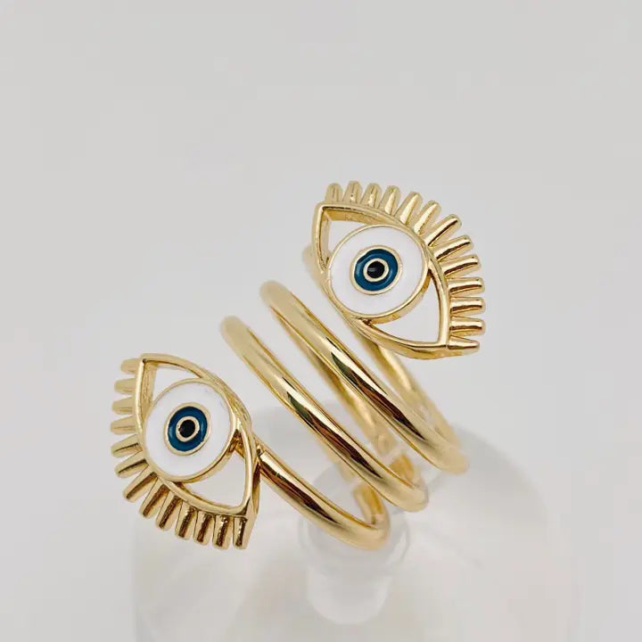 Evil Eye Spiral Enamel Ring