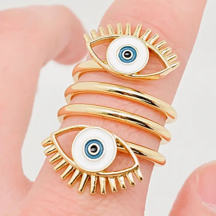Evil Eye Spiral Enamel Ring