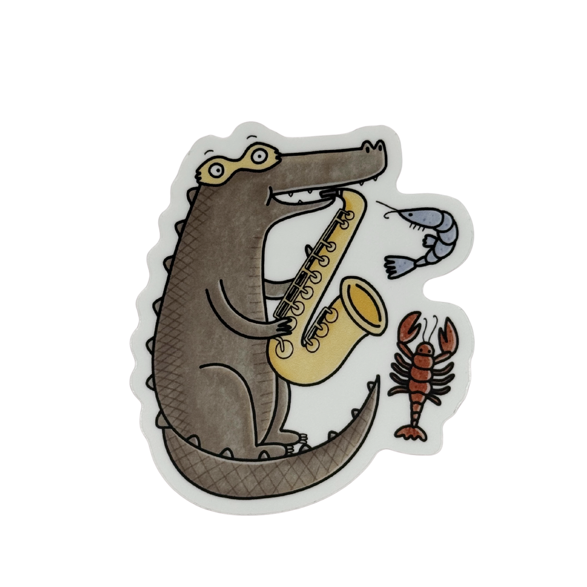 Alligator playing sax sticker 
