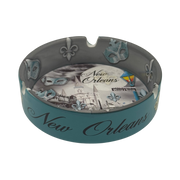 New Orleans Balcony Ceramic Ashtray with Bourbon Street & Fleur-de-Lis Design