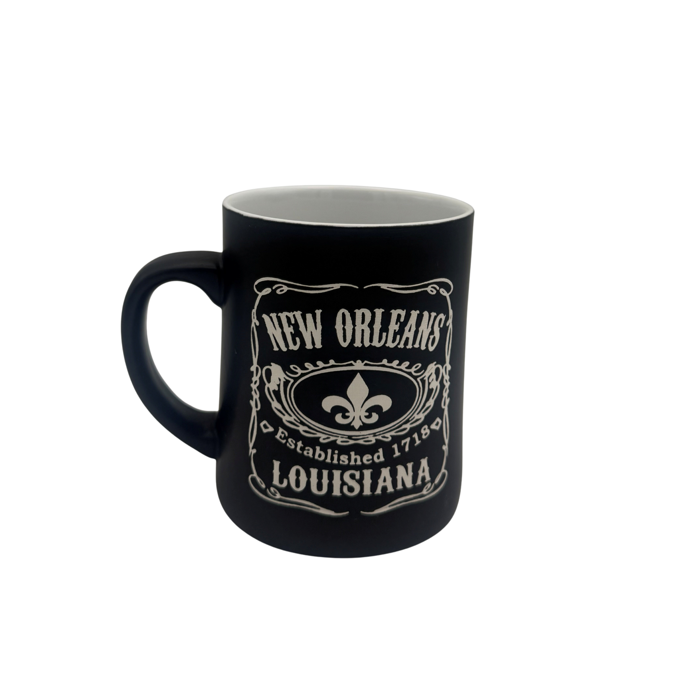 New Orleans Established 1718 Fleur-de-Lis Black Mug