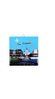 New Orleans Tile Blue Background