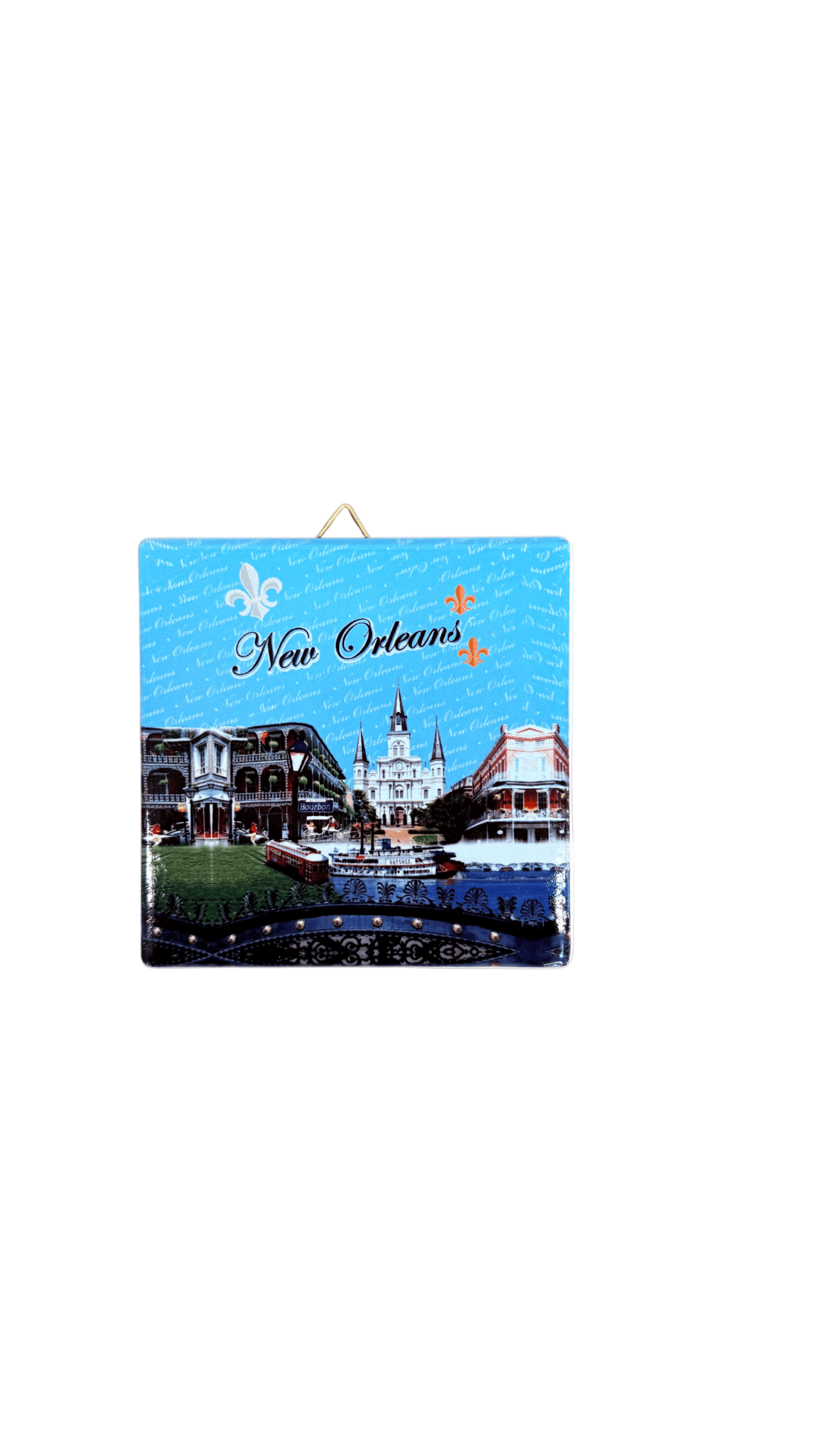 New Orleans Tile Blue Background