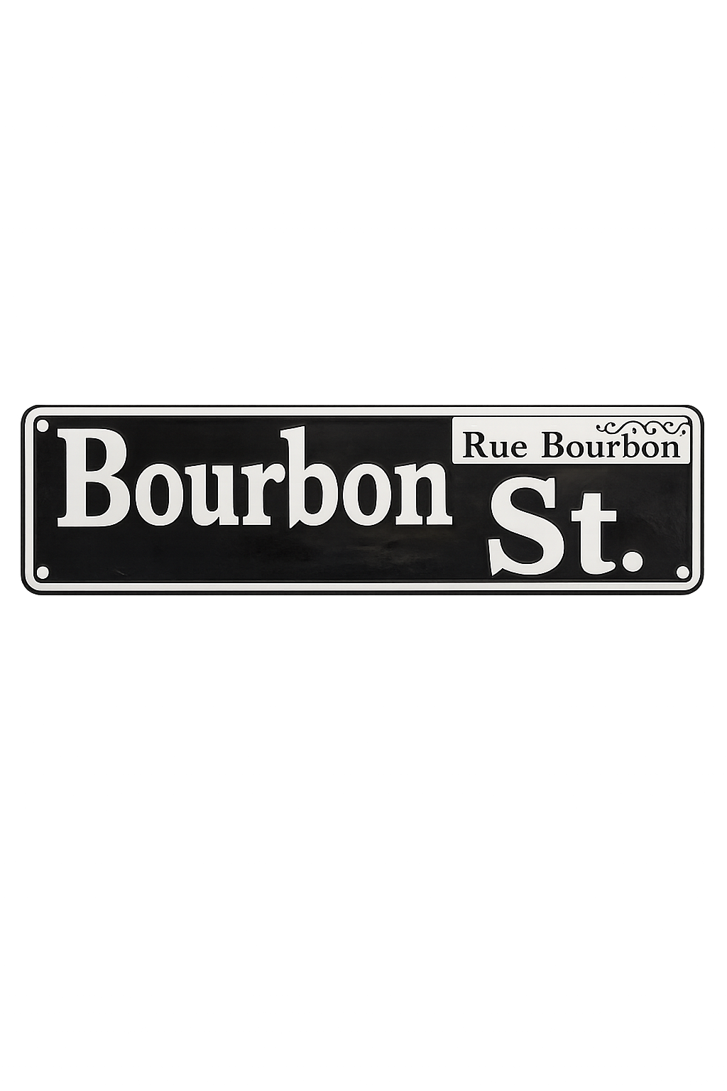 Black and White Bourbon Street Metal Sign