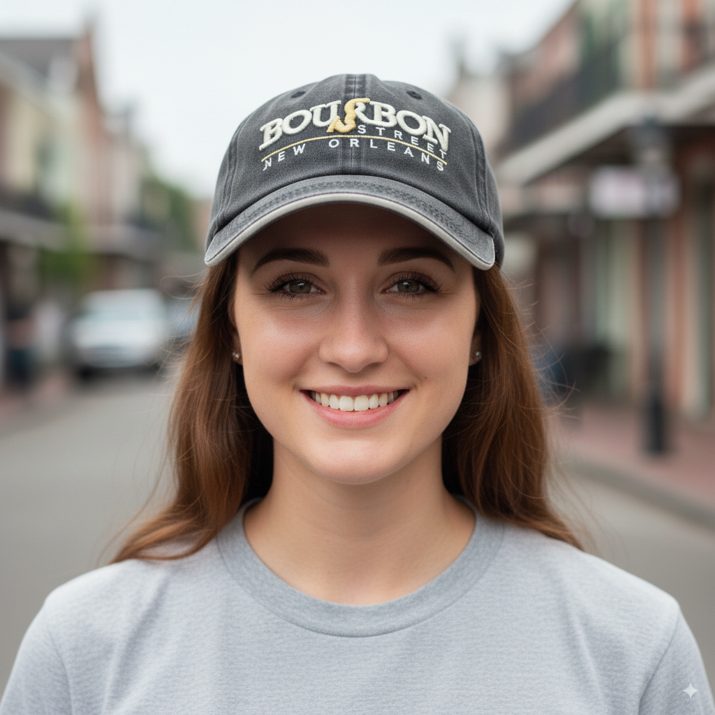 Bourbon Street New Orleans Cap with Saxophone - Grey