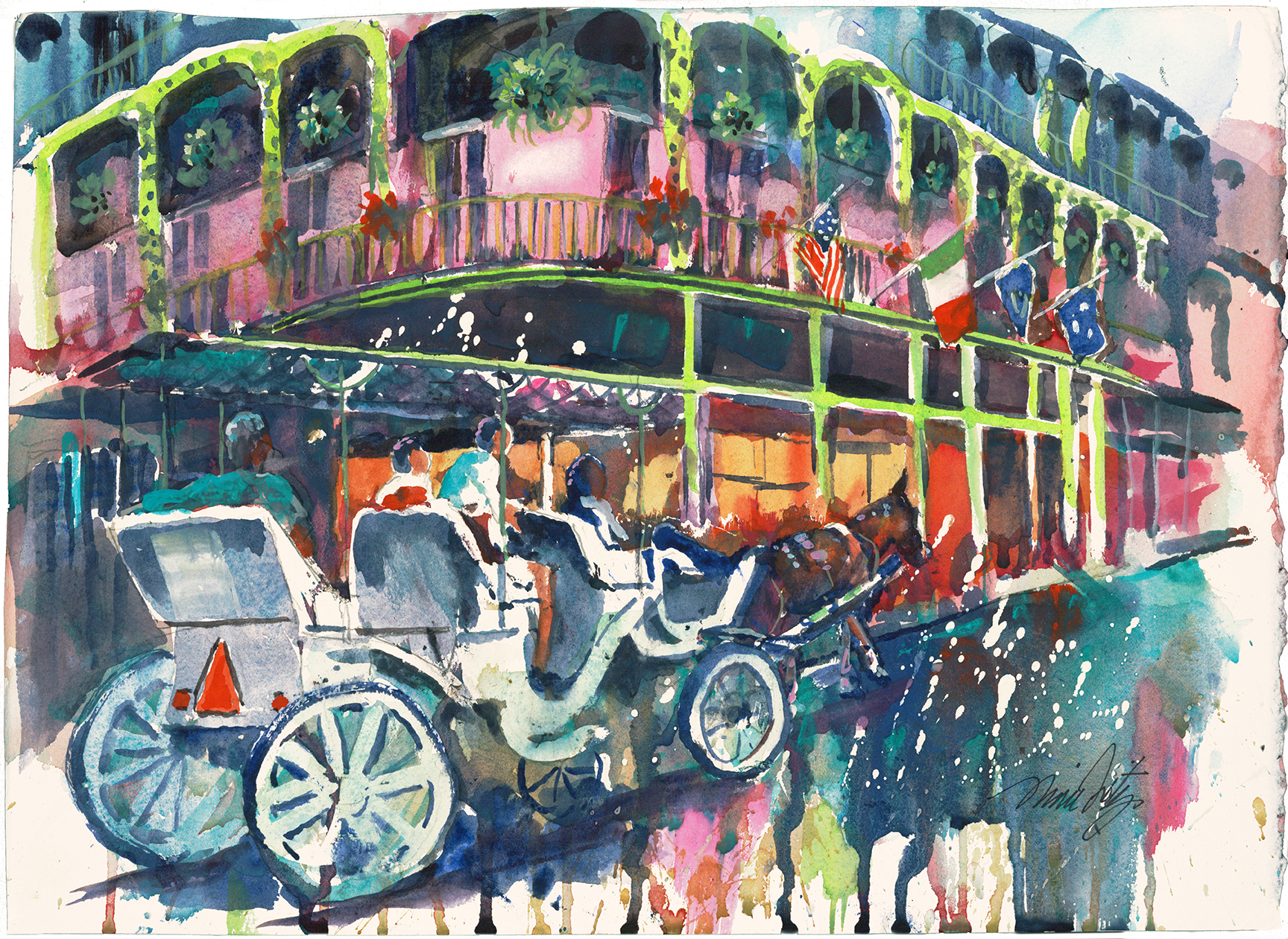 Horse & Buggy Giclée Art Print by Nina Fritz