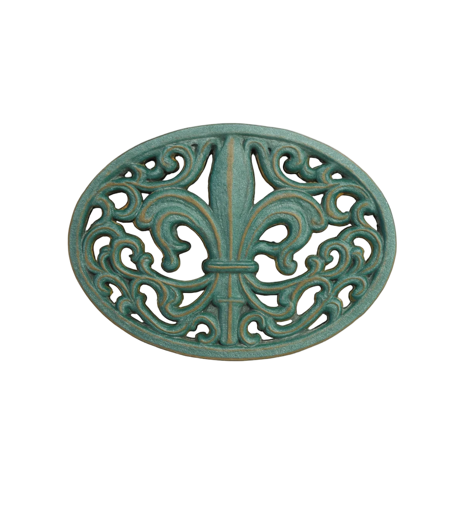Cast Iron Fleur de Lis Trivet Patina Finish