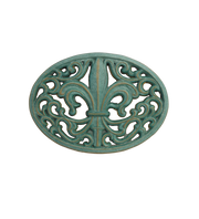Cast Iron Fleur de Lis Trivet Patina Finish