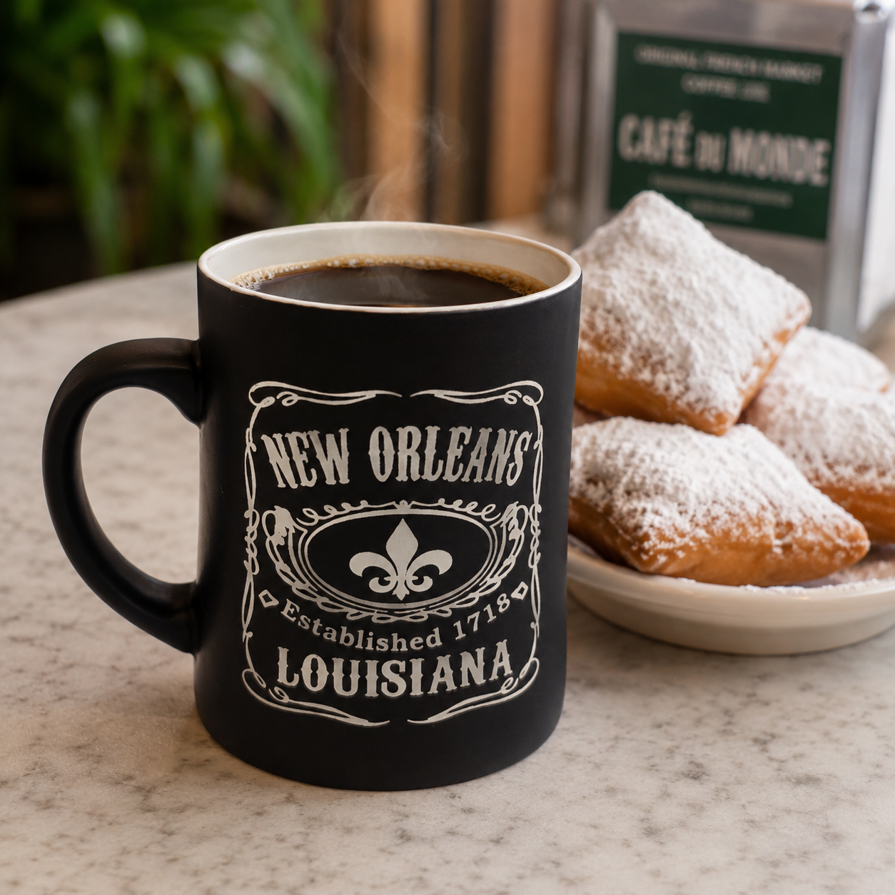 New Orleans Established 1718 Fleur-de-Lis Black Mug