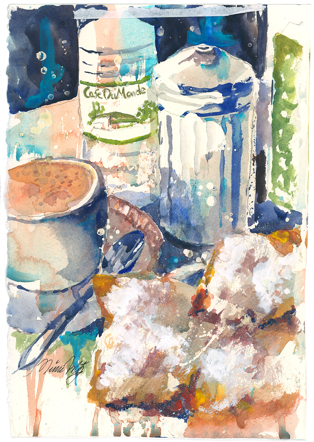 Coffee & Beignets Giclée Art Print by Nina Fritz