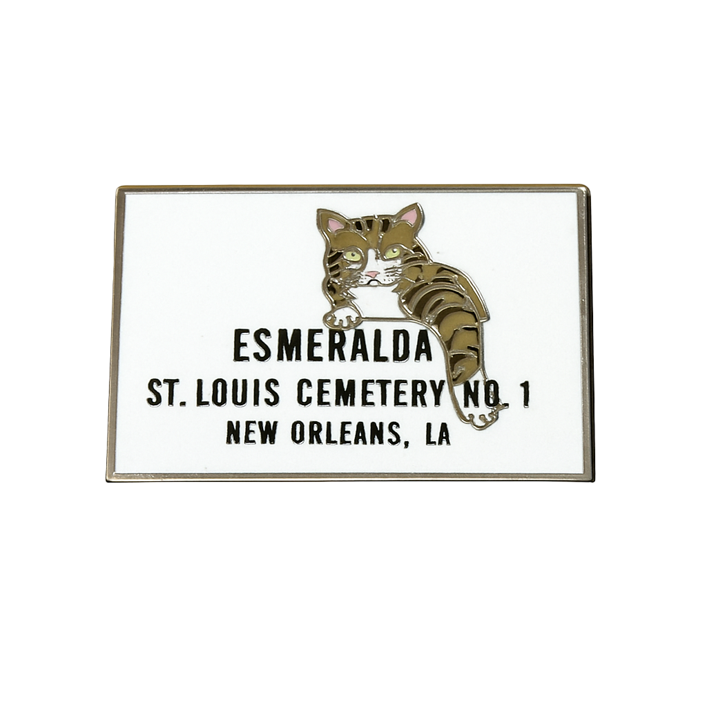 Esmeralda The Cemetery Cat at St. Louis Cemetery No. 1 Enamel Lapel Hat Pin