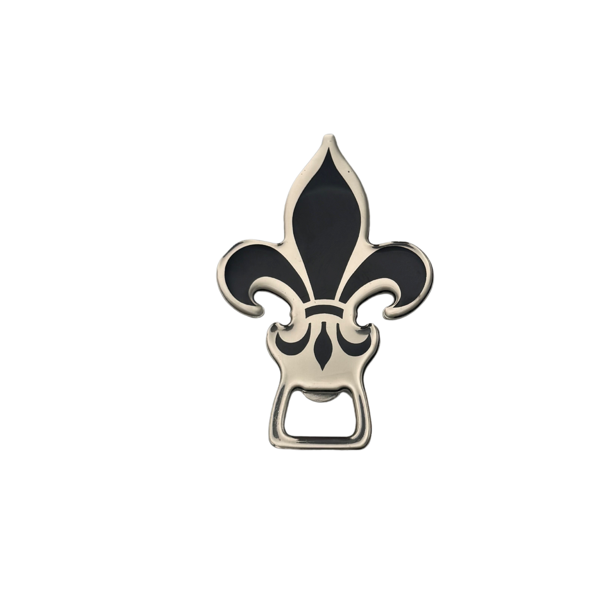 Black & Silver Fleur-de-Lis Magnet Bottle Opener