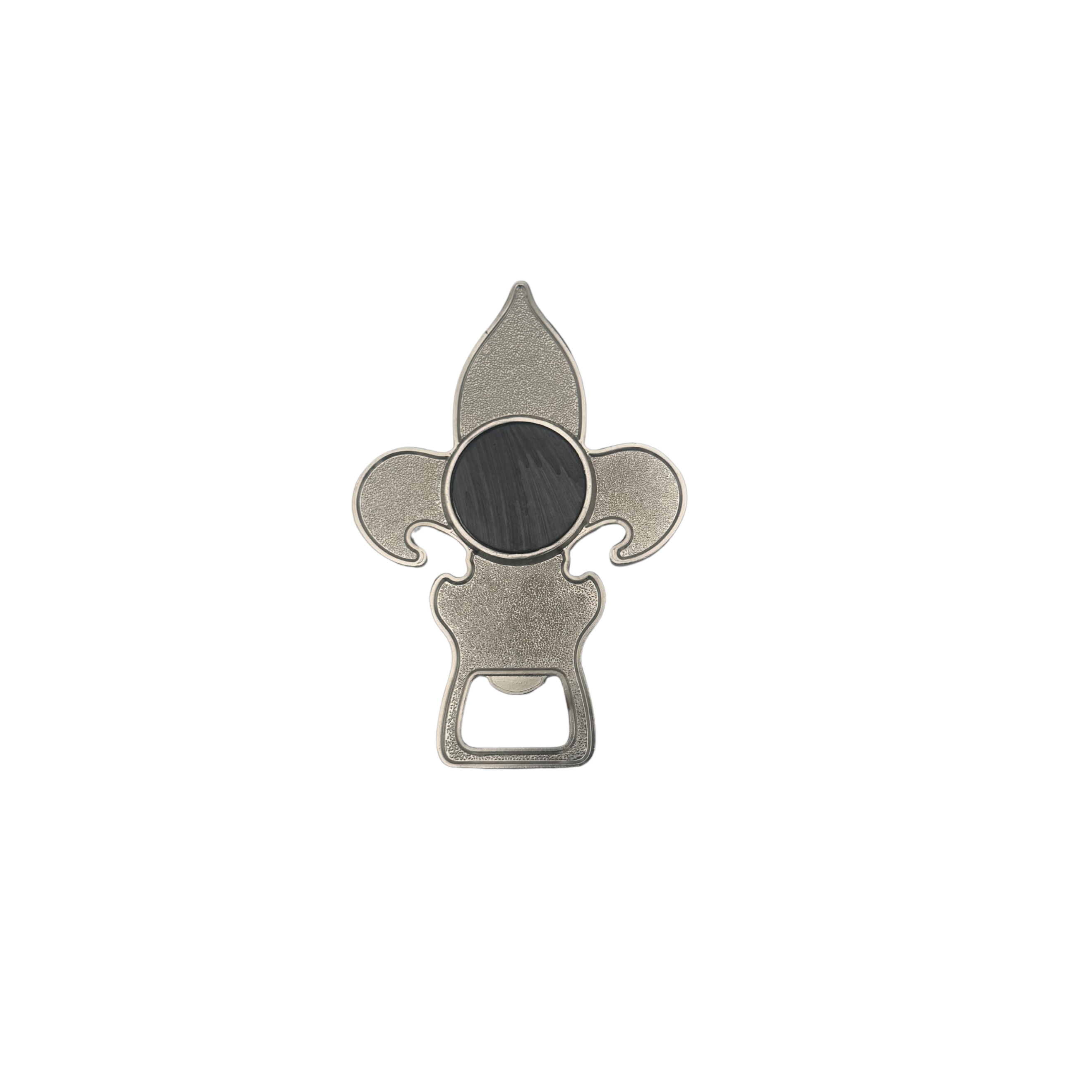 Black & Silver Fleur-de-Lis Magnet Bottle Opener