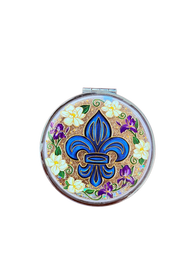 Fleur de Lis Glitter Compact Mirror