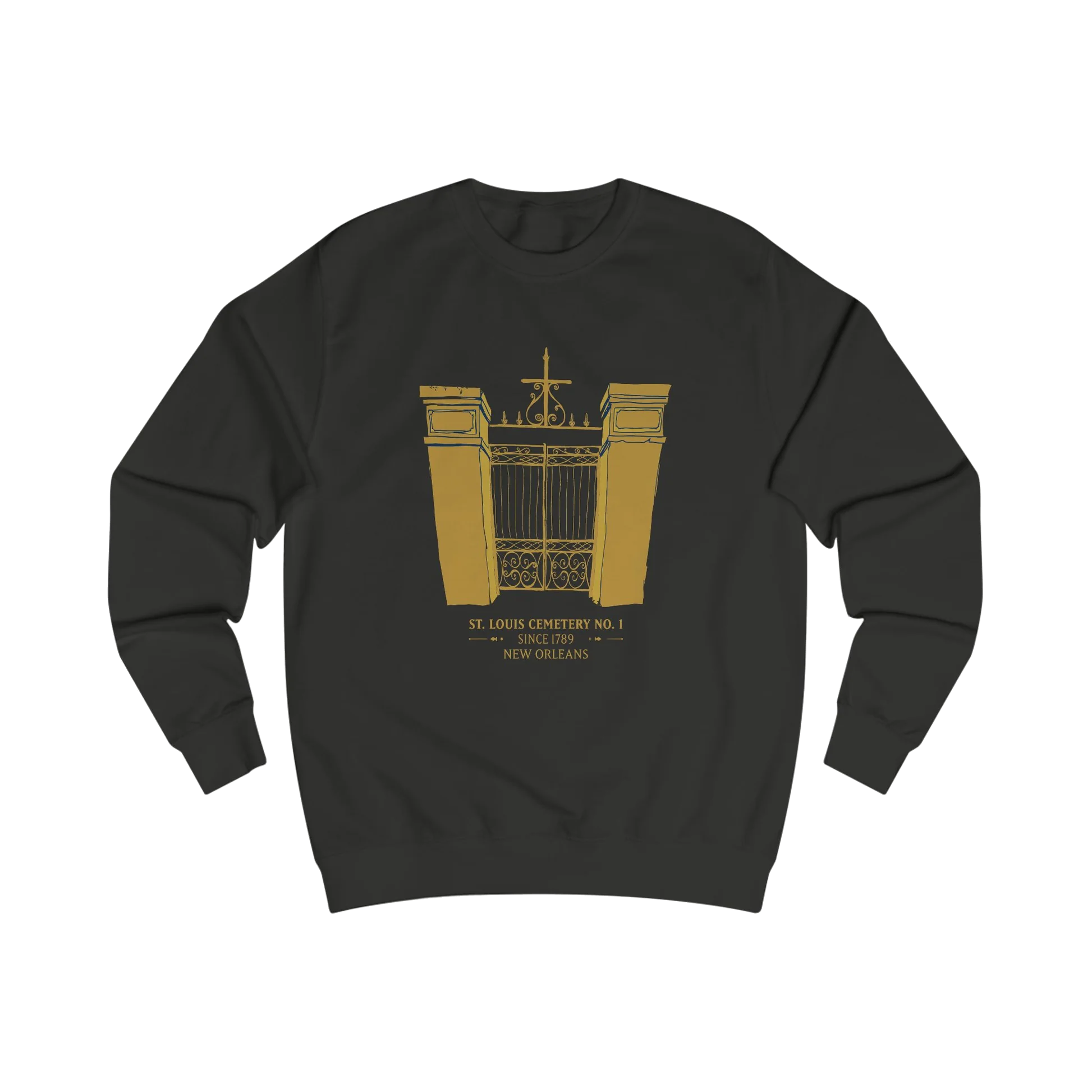 St. Louis Cemetery No. 1 Sweatshirt in Black with Gold Design