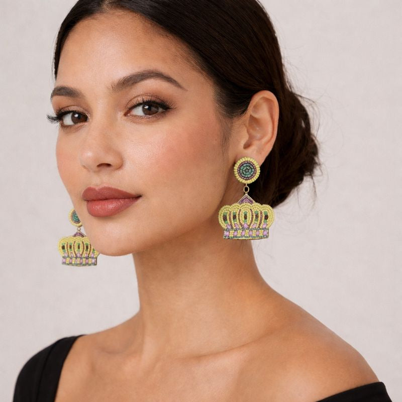 Mardi Gras Cutout Crown Earrings EA21027