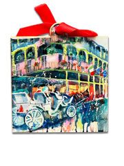 Horse and Buggy Wooden Ornament