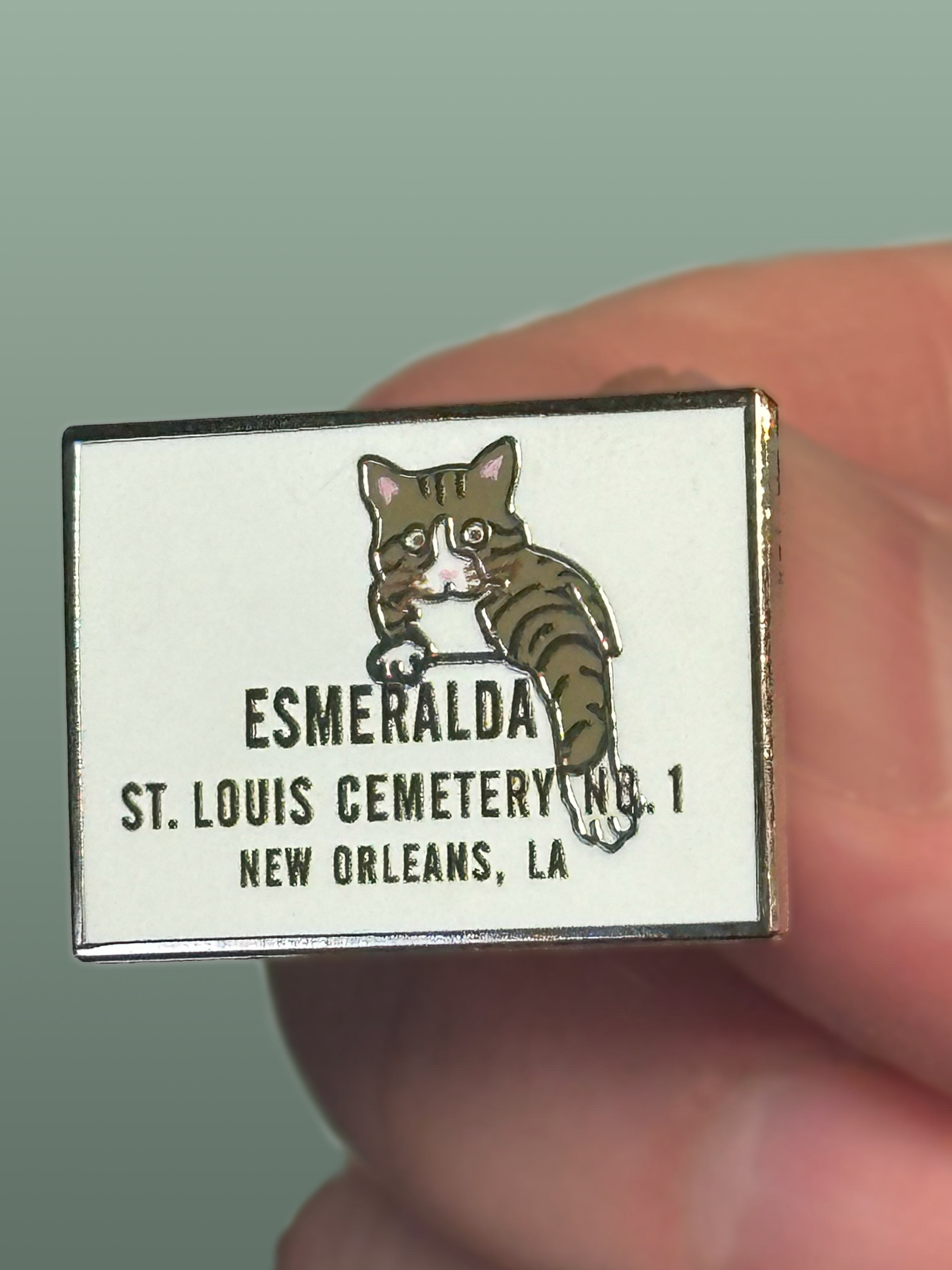 Esmeralda The Cemetery Cat at St. Louis Cemetery No. 1 Enamel Lapel Hat Pin