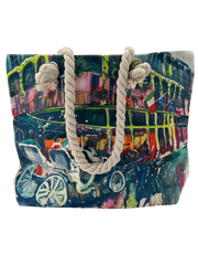 Horse and Buggy Canvas Rope Handle Tote Bag
