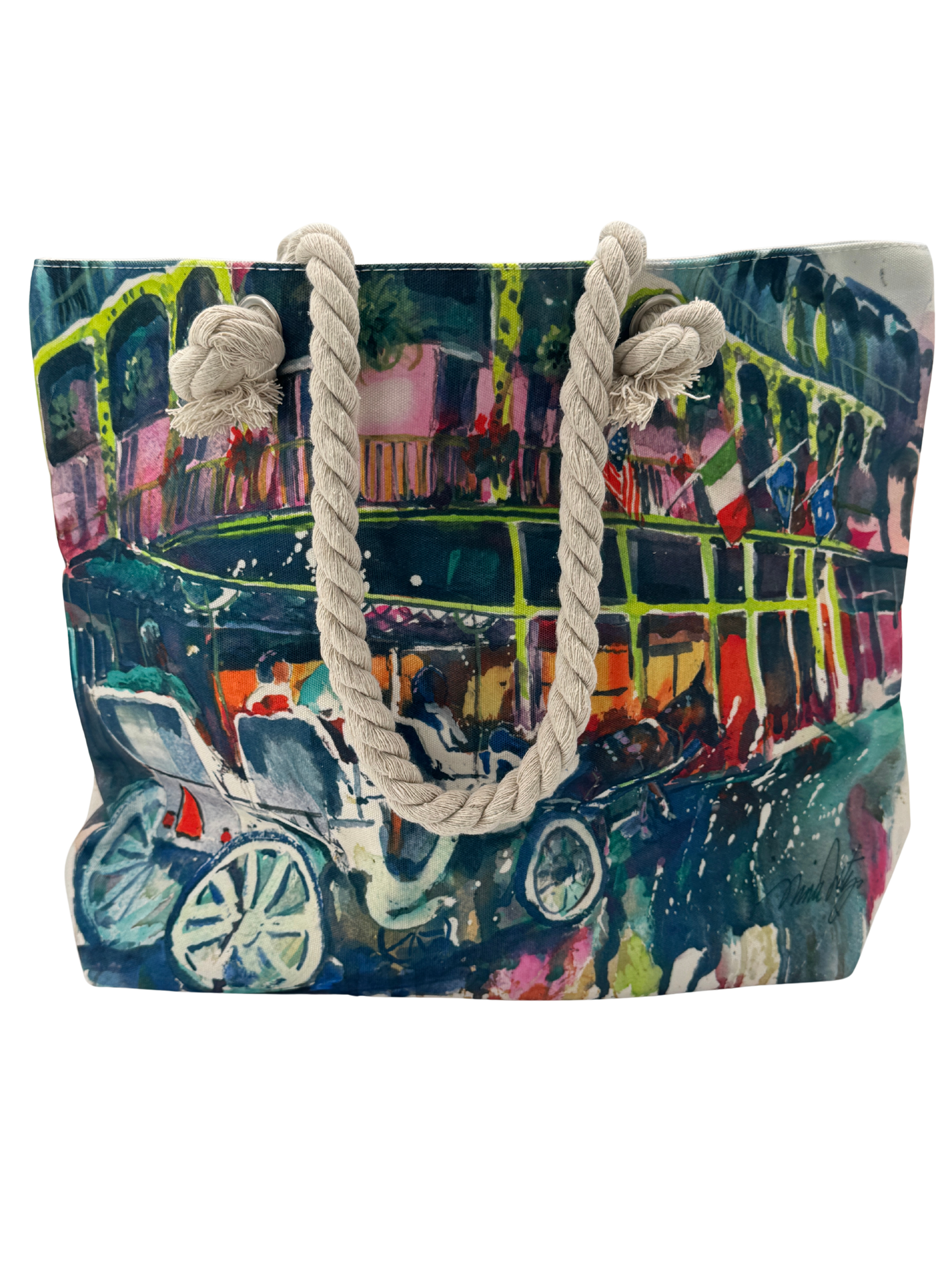 Horse and Buggy Canvas Rope Handle Tote Bag