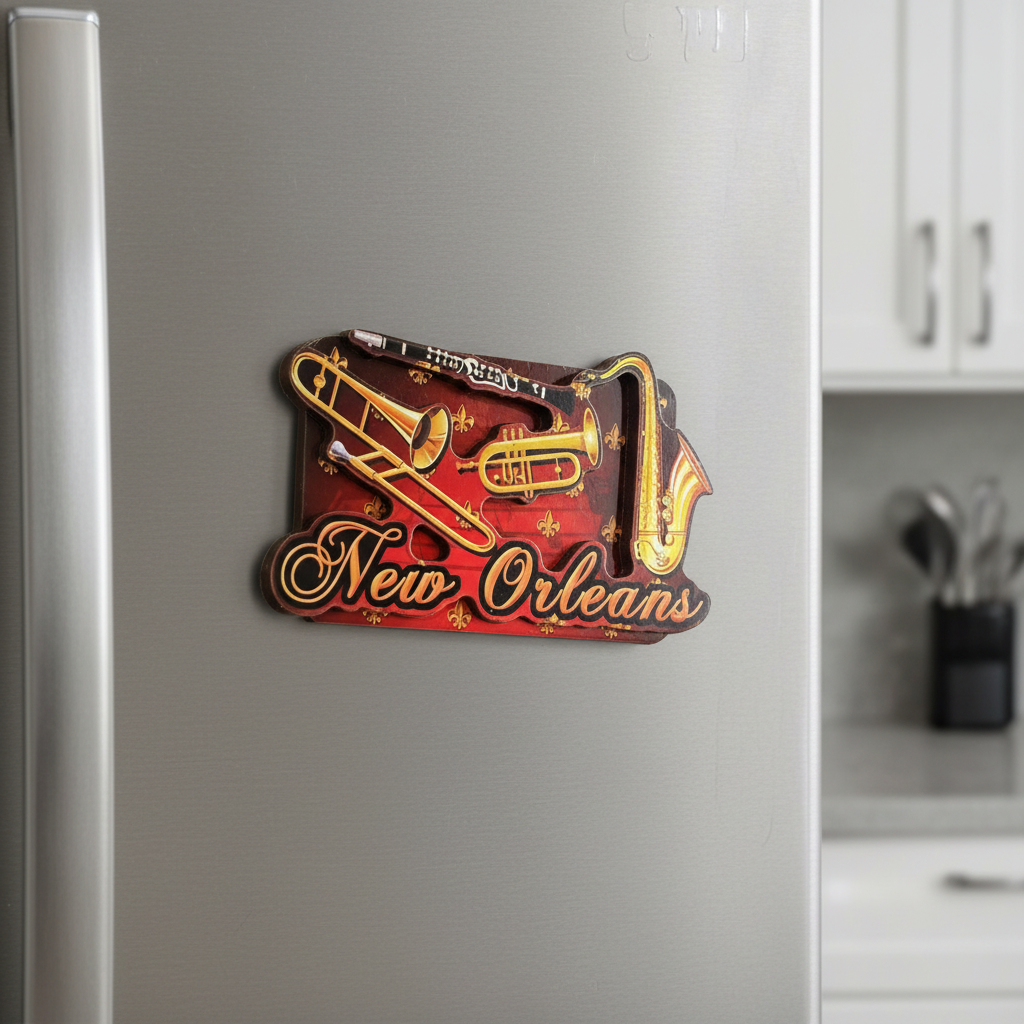 New Orleans Jazz Instruments Wooden Magnet