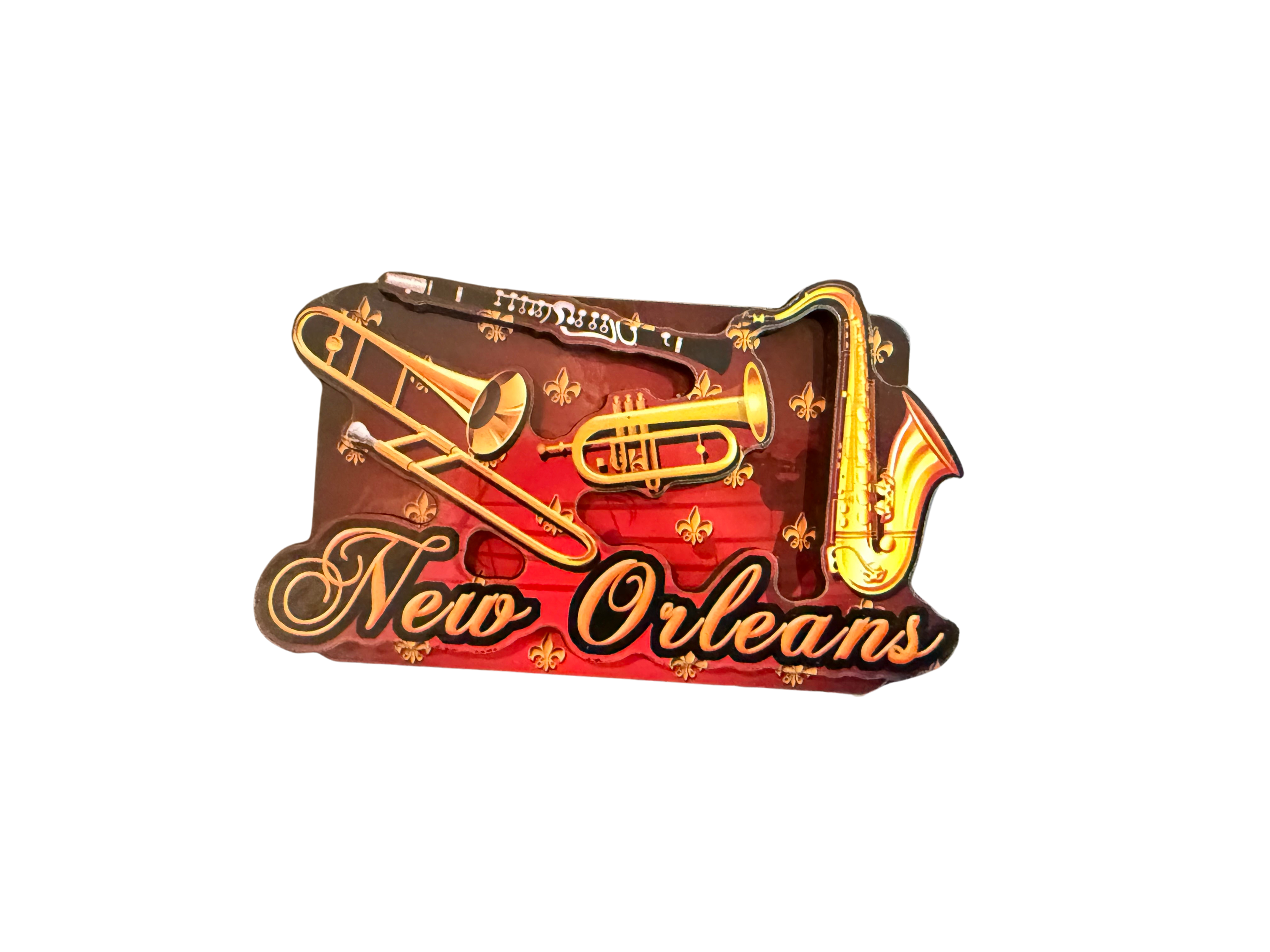 New Orleans Jazz Instruments Wooden Magnet