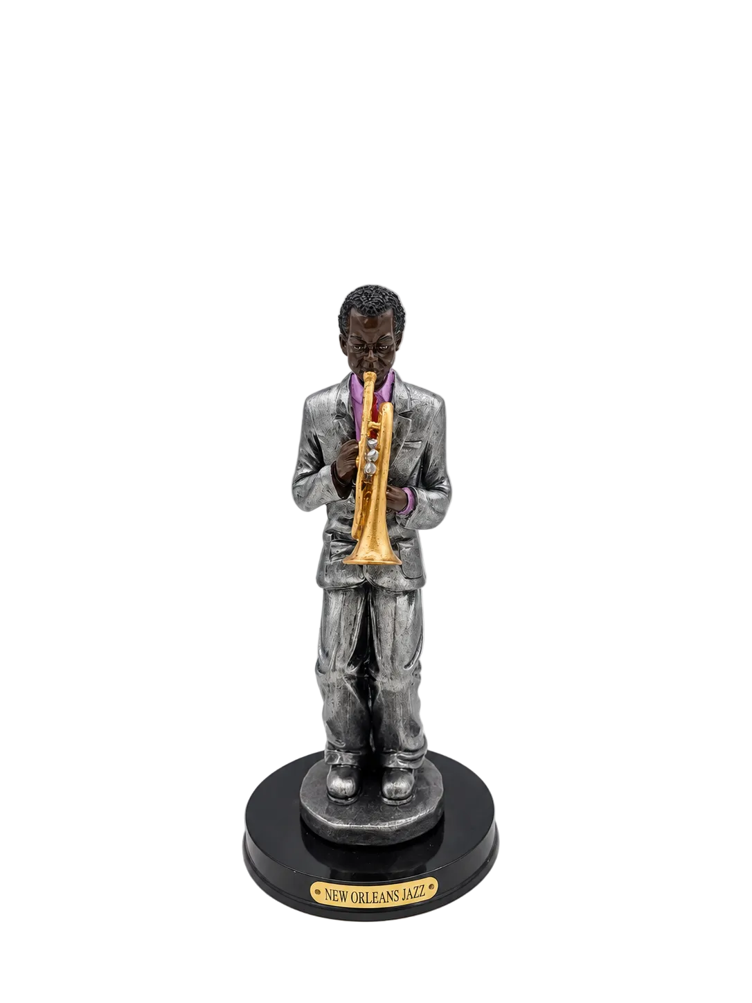 Standing Silver Suit New Orleans Jazz Trumpet Player Figurine