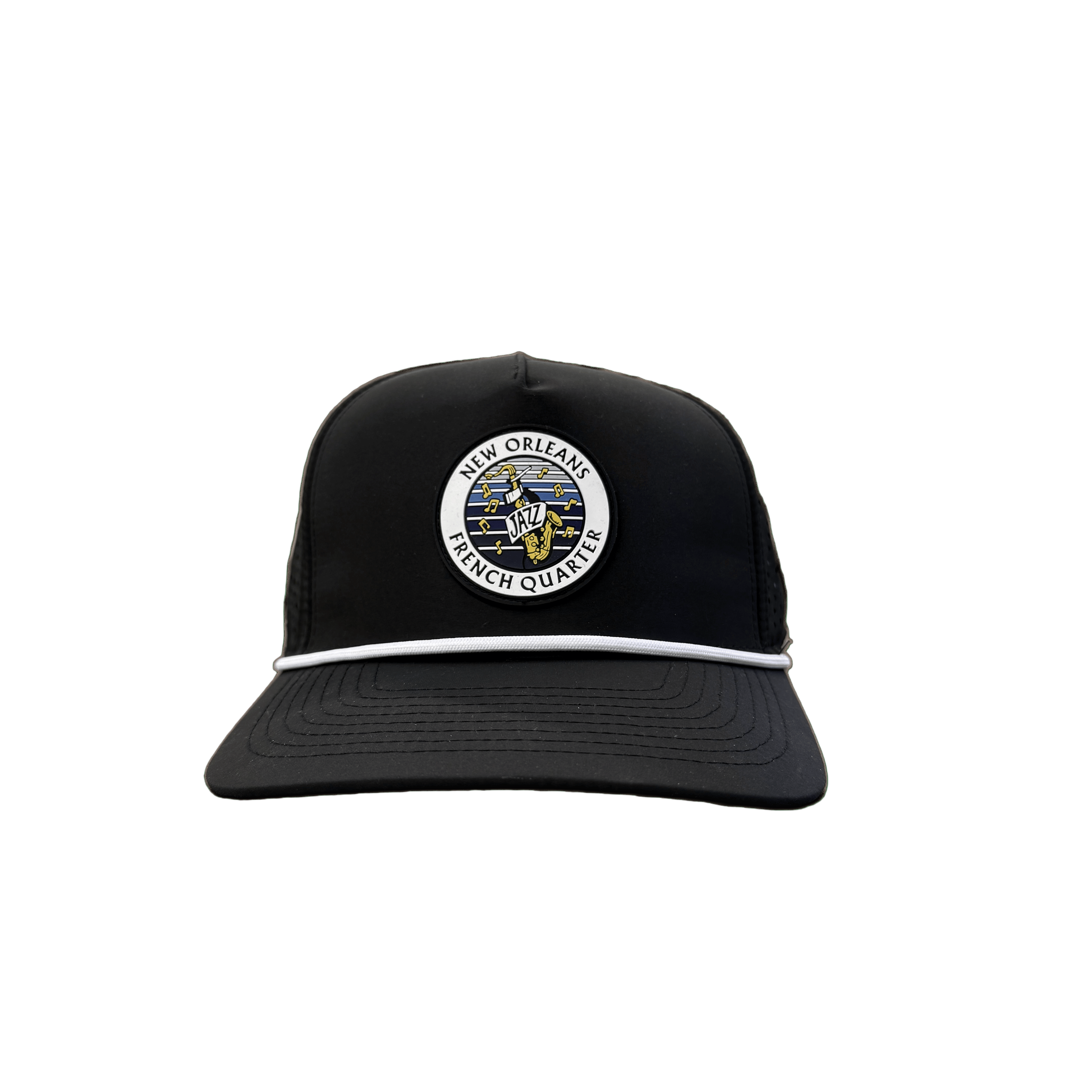 Jazz Rubber Patch Trucker Hat- Black