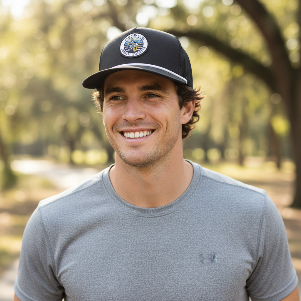 Jazz Rubber Patch Trucker Hat- Black