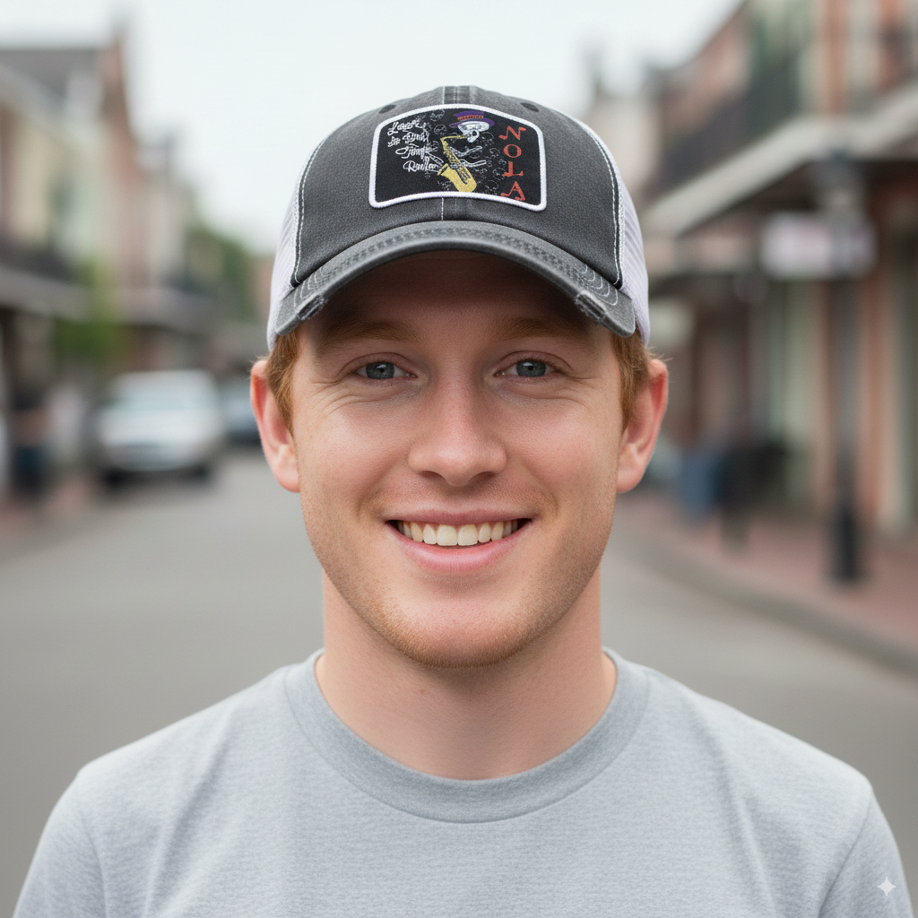 Laissez Les Bon Temps Rouler Skeleton Sax Cap - Grey
