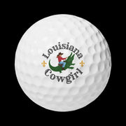 White golf ball with a black logo on a white background