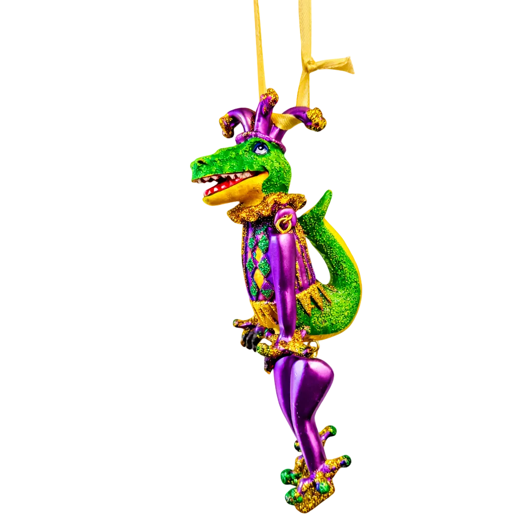 Mardi Gras Jester Gator Ornament T129