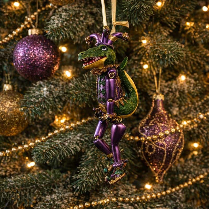 Mardi Gras Jester Gator Ornament T129