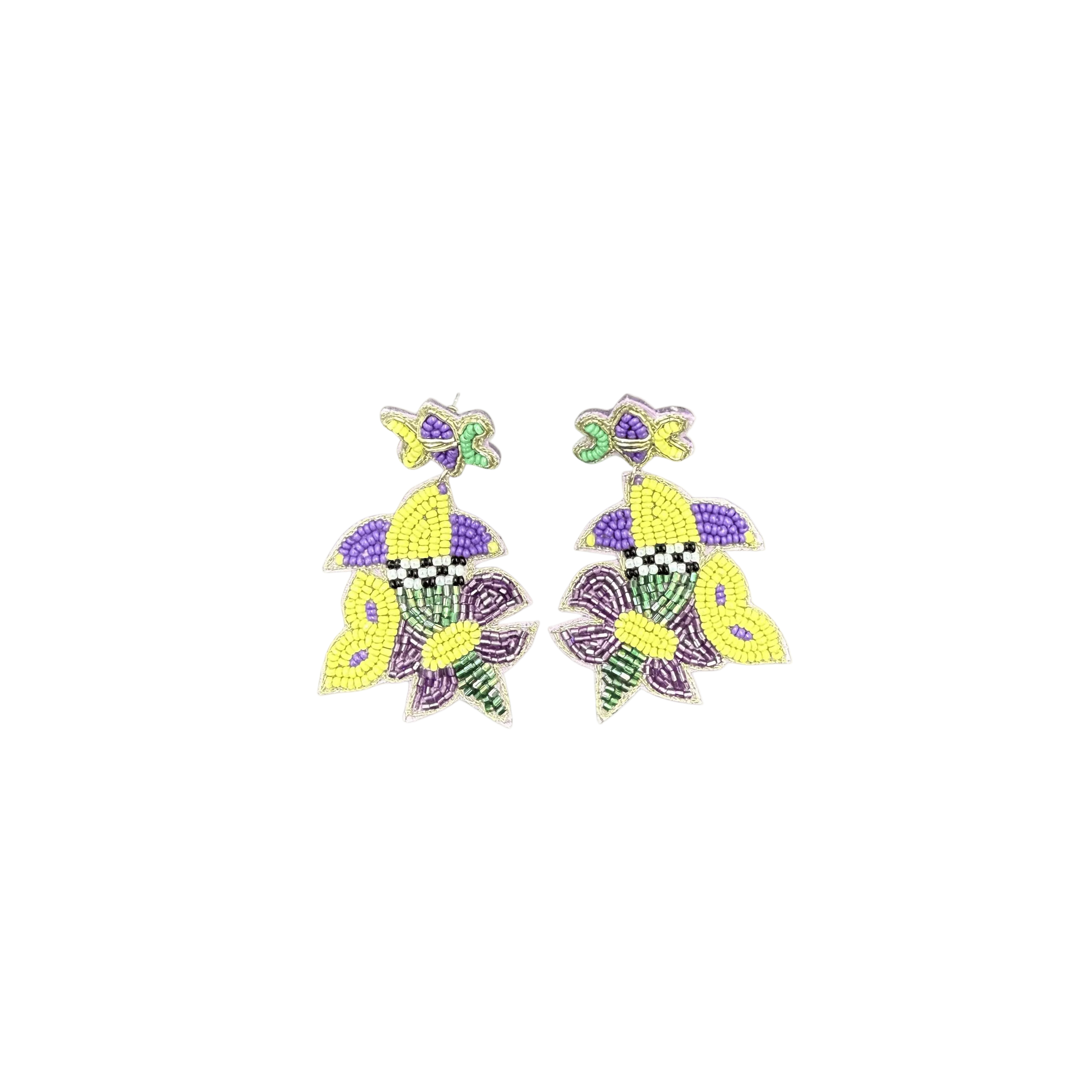 Mardi Gras Mask Beaded Earrings EA21041