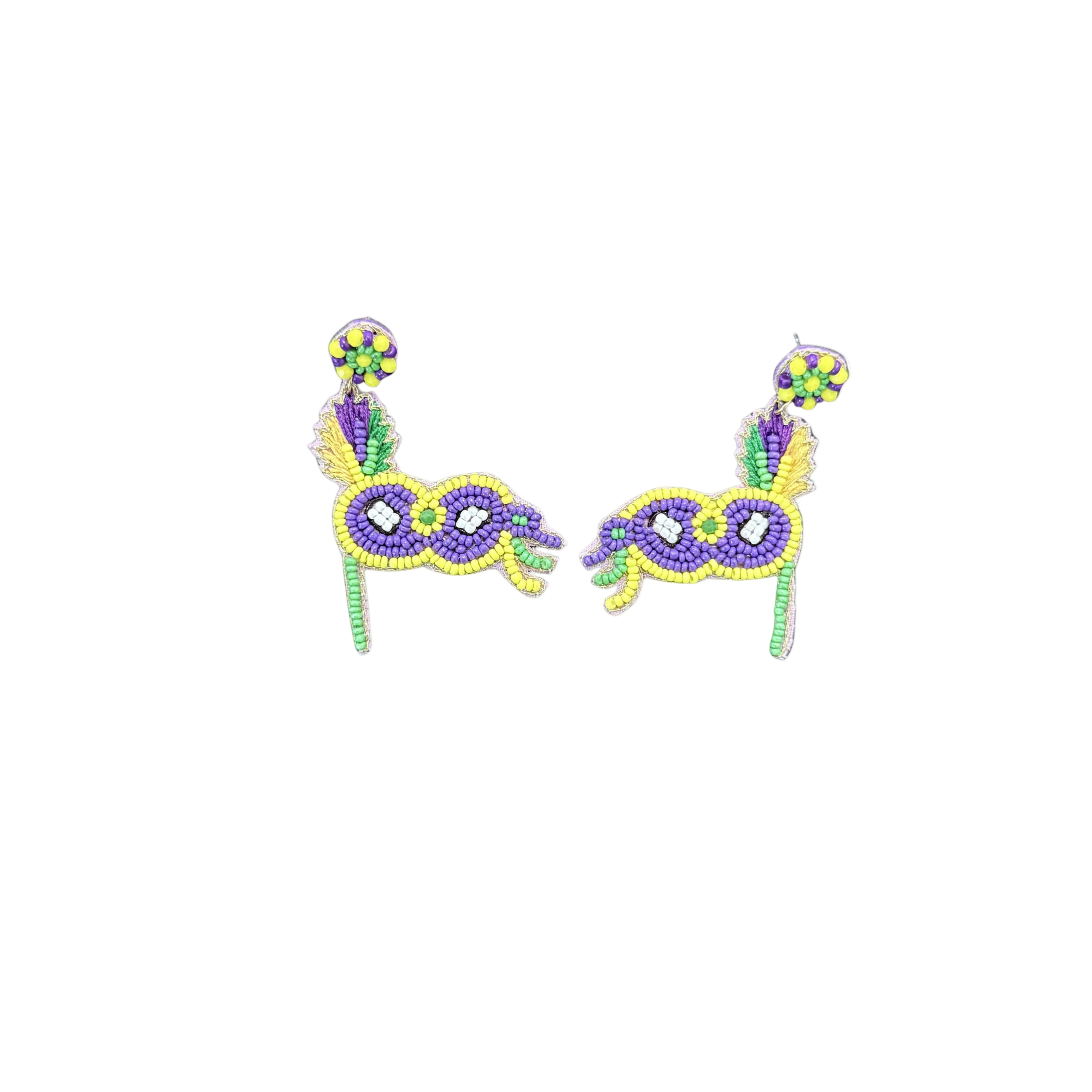 Mardi Gras Mask Beaded Earrings EA21058