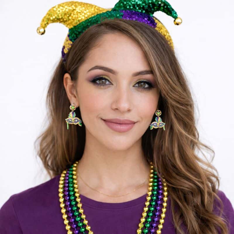 Mardi Gras Mask Beaded Earrings EA21058
