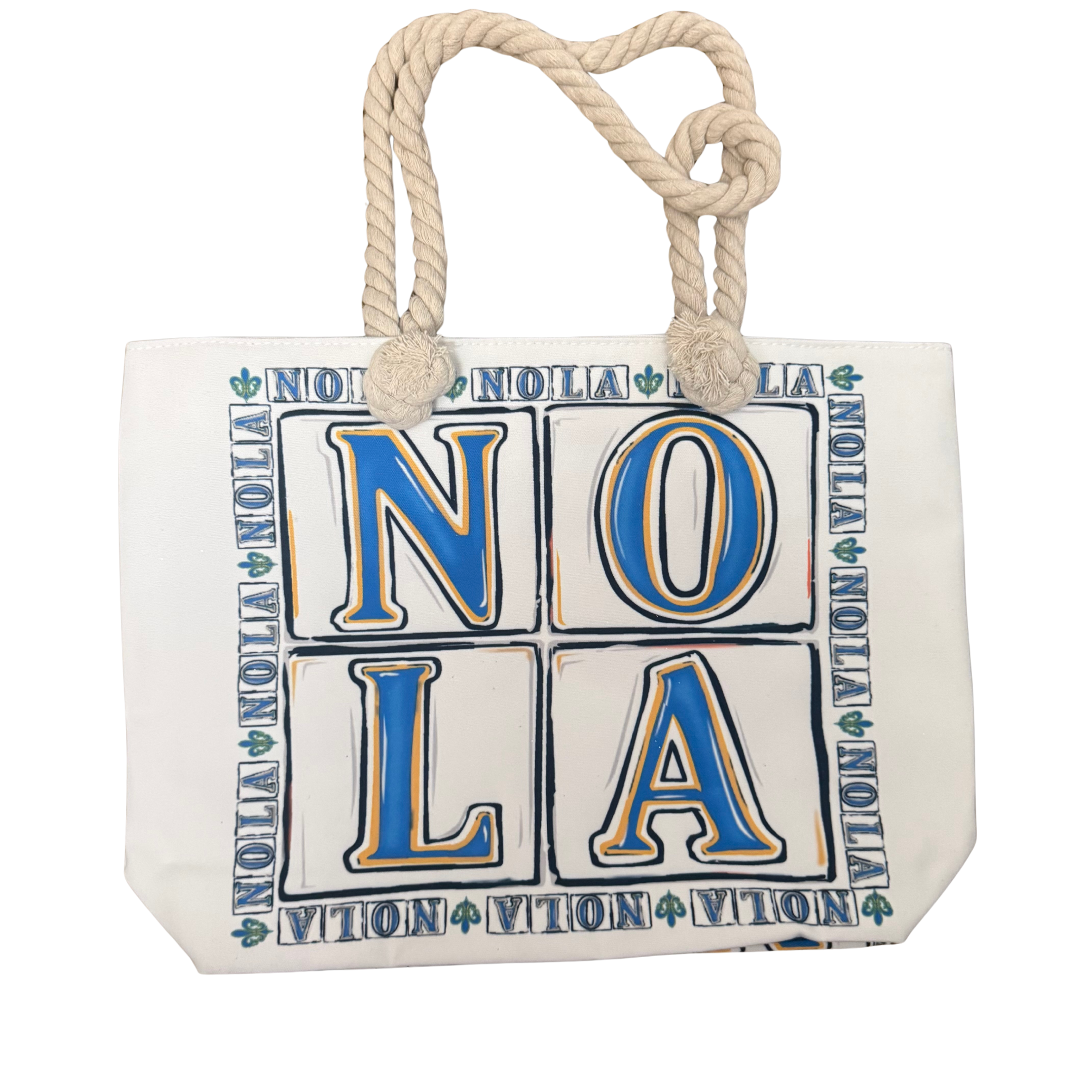 NOLA Rope Handle Tote Bag – New Orleans Souvenir Beach & Travel Bag