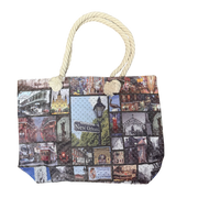 New Orleans French Quarter Collage Rope Handle Tote Bag