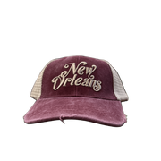 New Orleans Script Cap - Cranberry