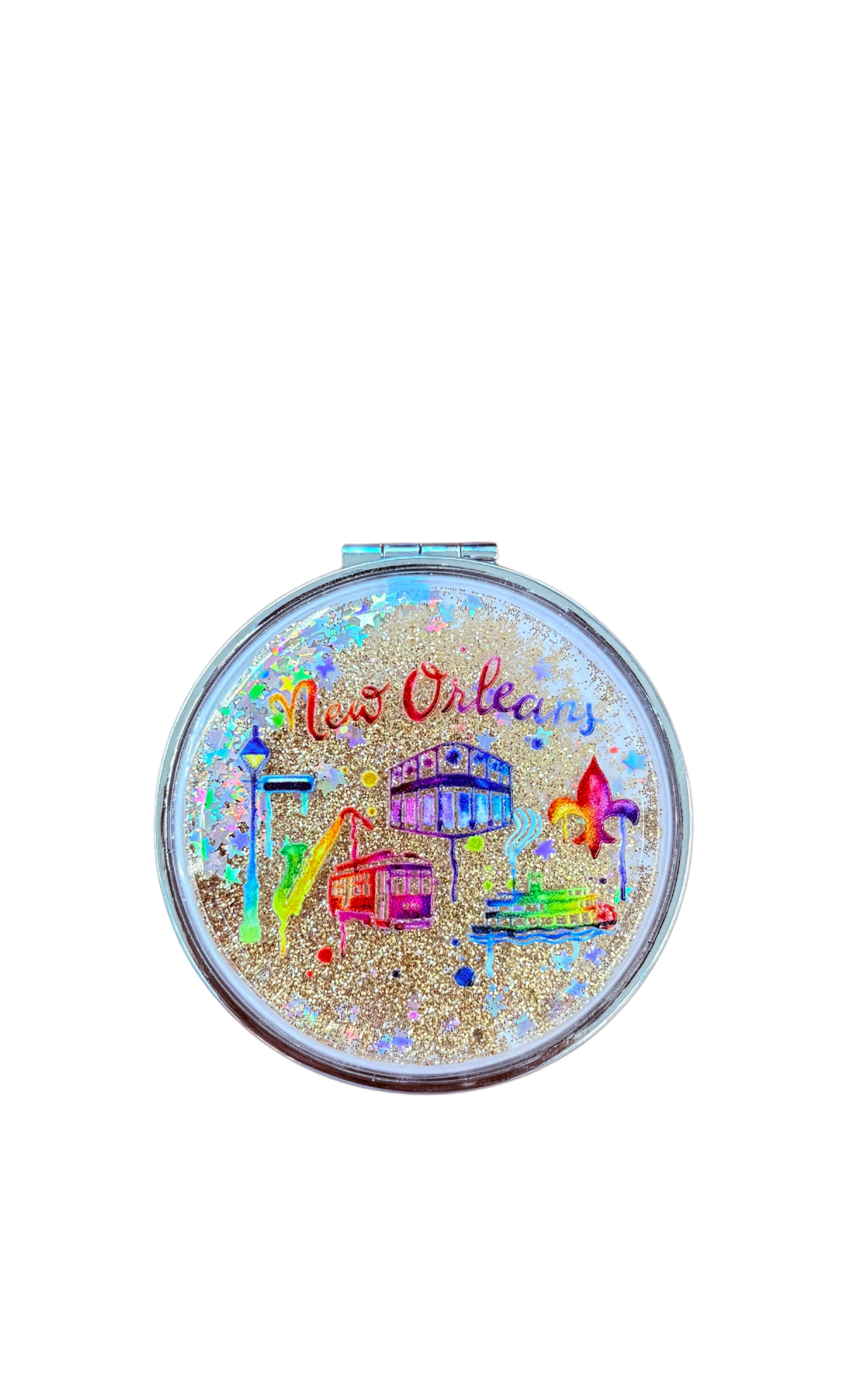 New Orleans Icons Glitter Compact Mirror