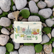 New Orleans Quarter Zippered Pouch with Colorful Design by Denise Gallagher